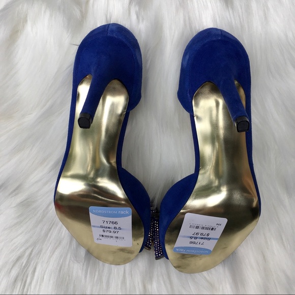 🎀NWT Betsey Johnson Glendah Blue/Gold Heels - Picture 9 of 16